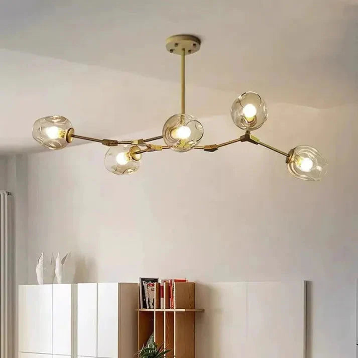 Modern Satellite-Shape Chandelier | Blown Glass Shades Ceiling Light Fixture
