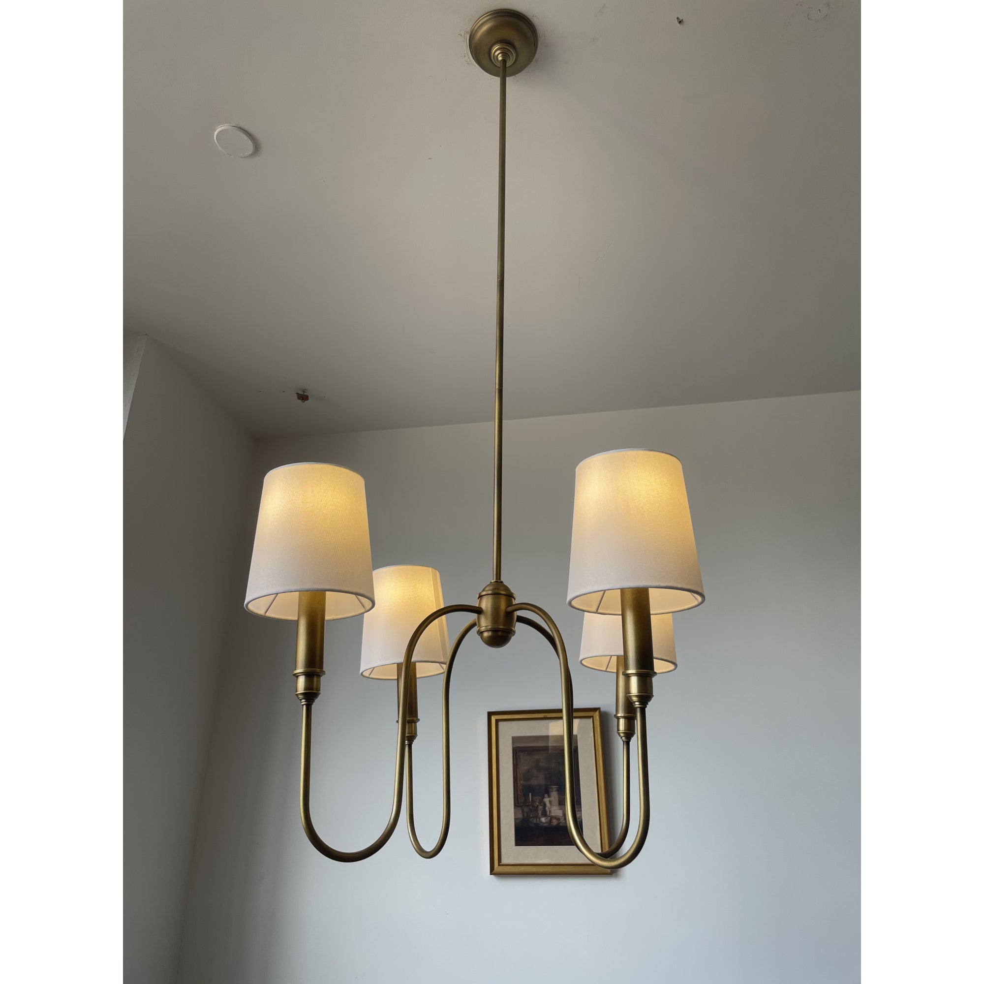Rod Iron Chandelier with Fabric Shade – Traditional Pendant Lamp
