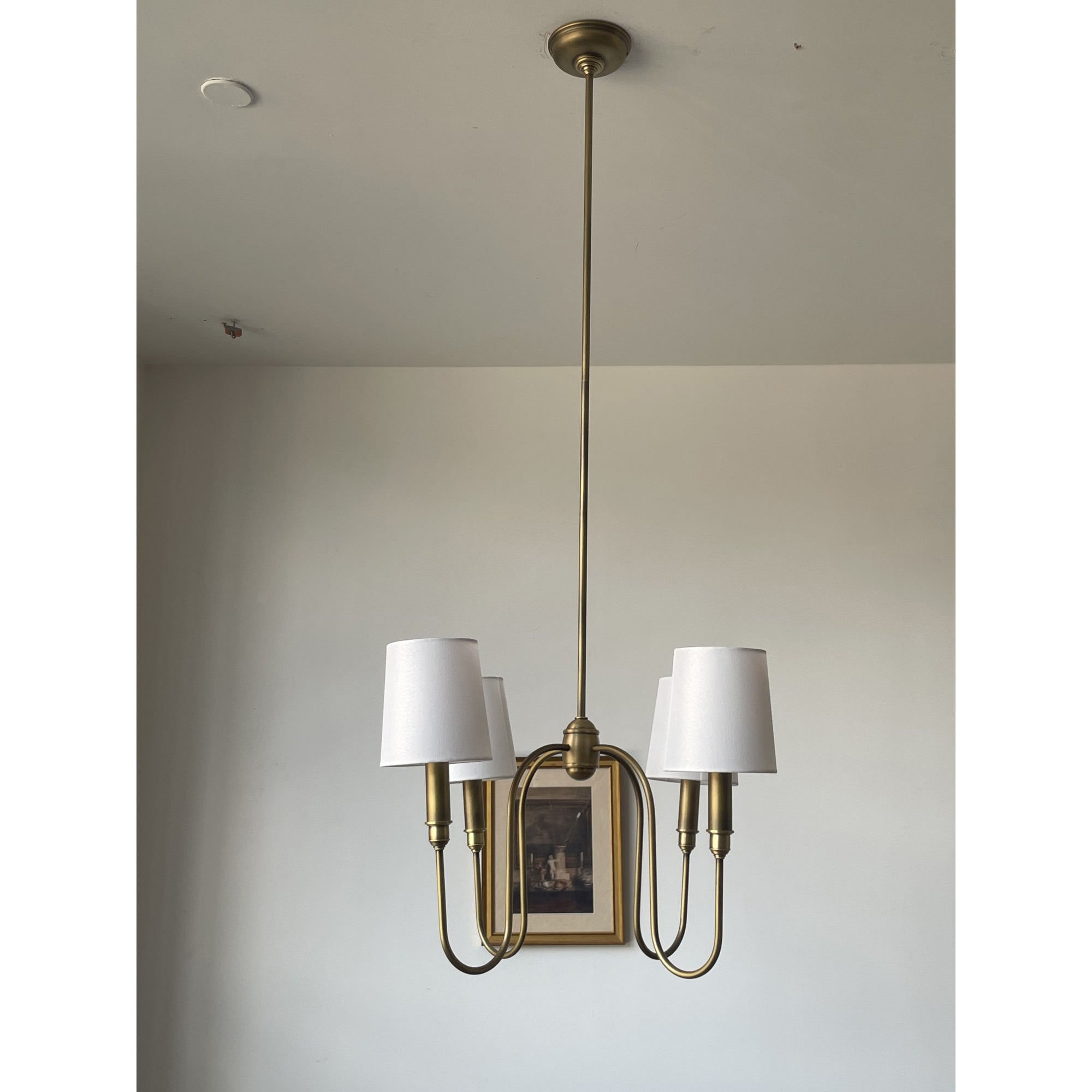 Rod Iron Chandelier with Fabric Shade – Traditional Pendant Lamp