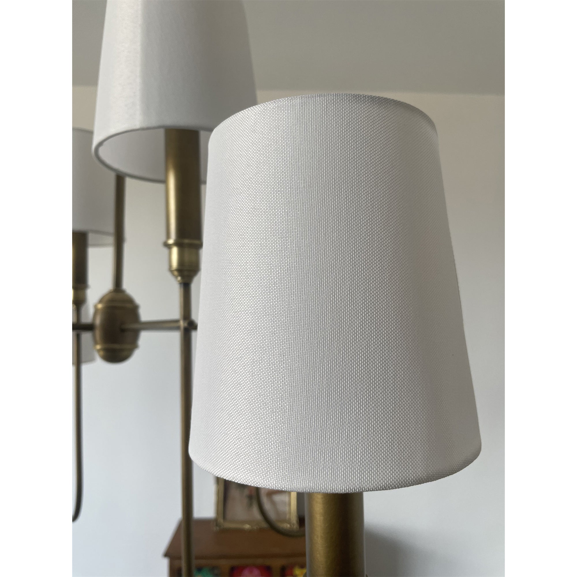 Rod Iron Chandelier with Fabric Shade – Traditional Pendant Lamp