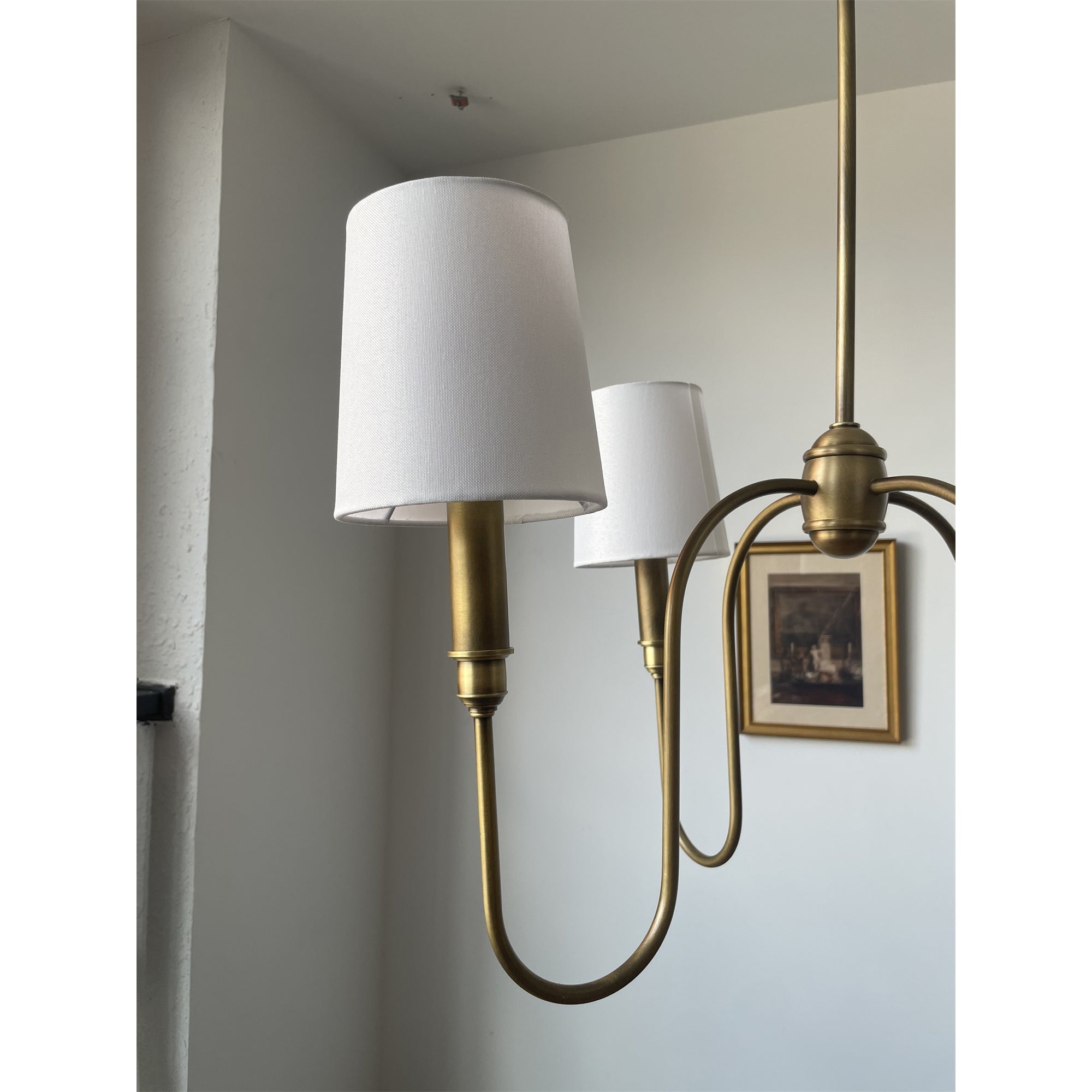 Rod Iron Chandelier with Fabric Shade – Traditional Pendant Lamp