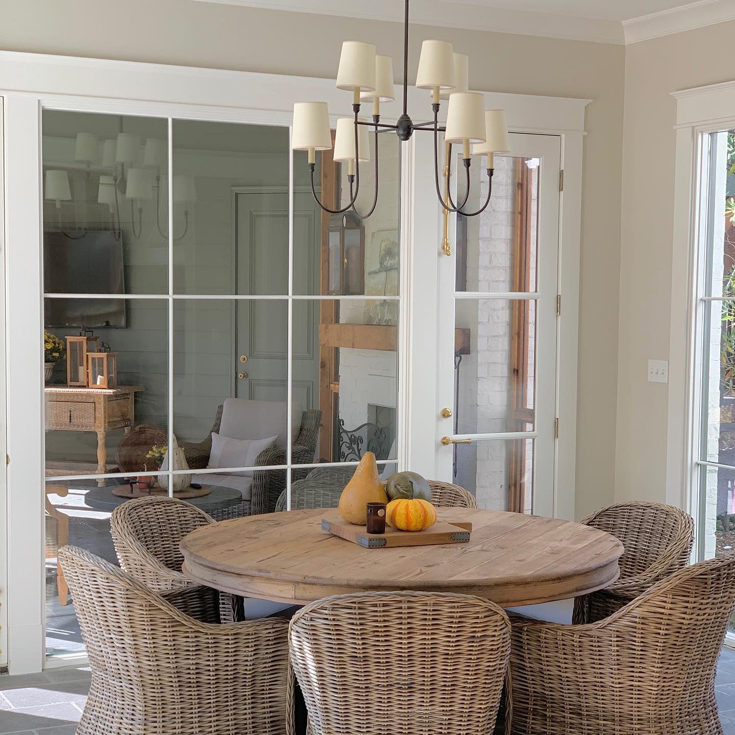 Rod Iron Chandelier with Fabric Shade – Traditional Pendant Lamp