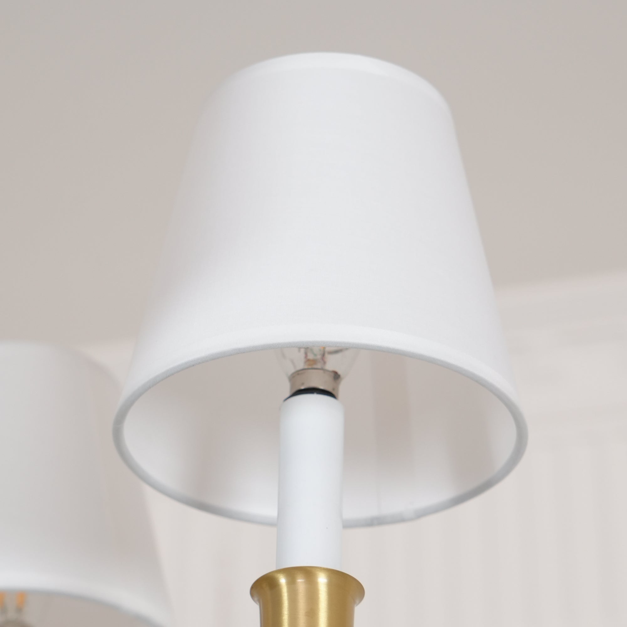 Rod Iron Chandelier with Fabric Shade – Traditional Pendant Lamp