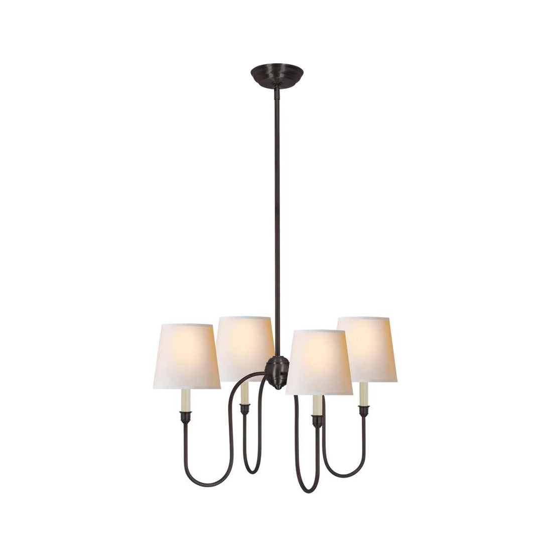 Rod Iron Chandelier with Fabric Shade – Traditional Pendant Lamp