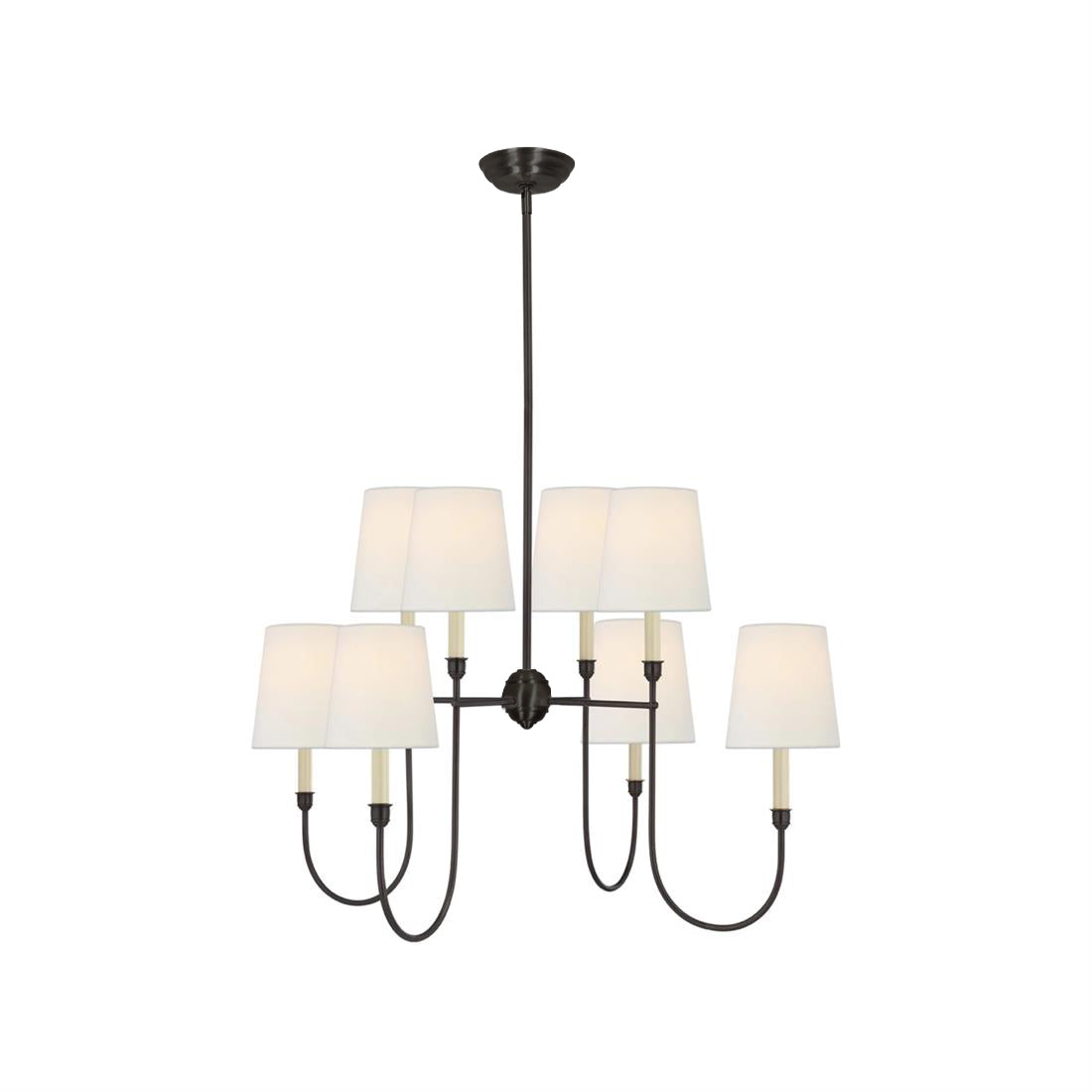 Rod Iron Chandelier with Fabric Shade – Traditional Pendant Lamp