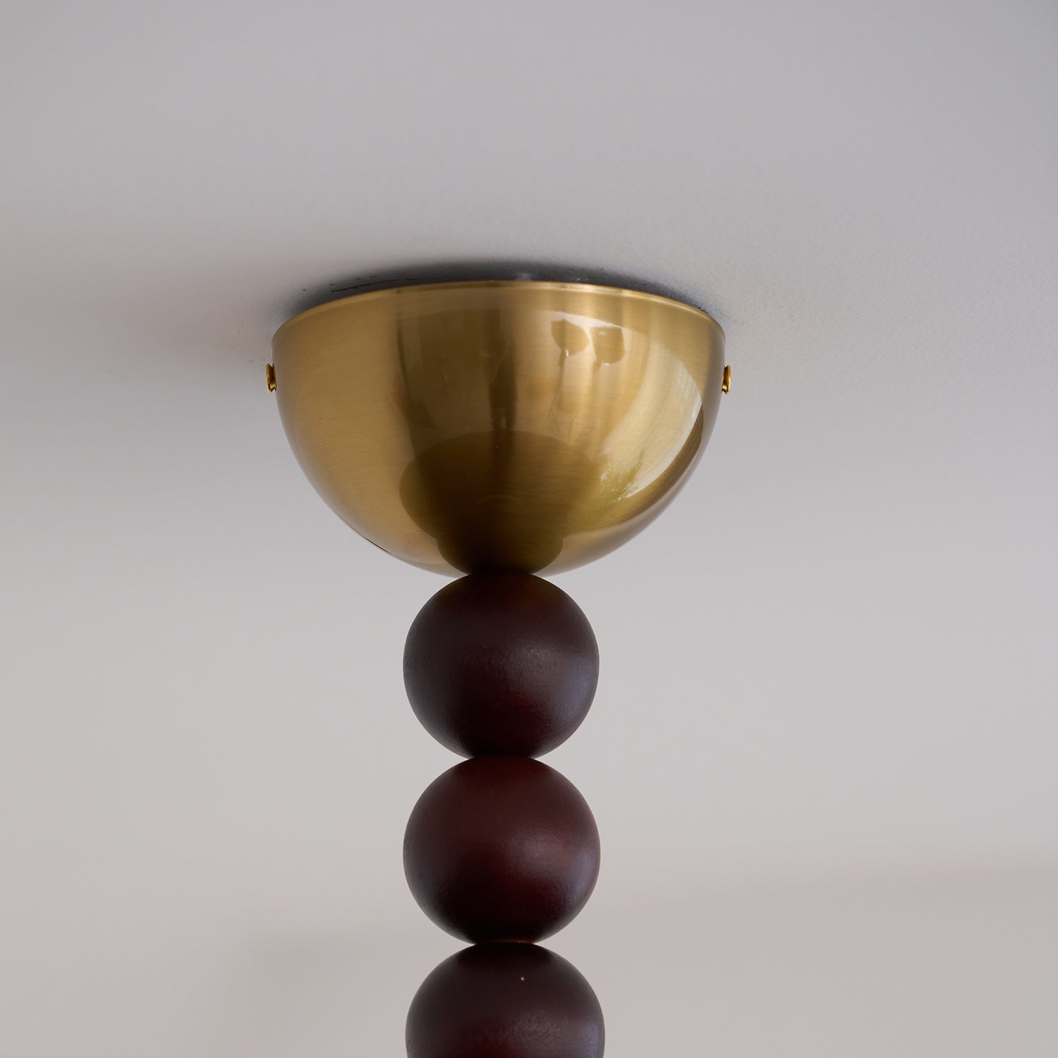 Metal and Wood Ceiling Lamp with Alabaster-Style Diffuser