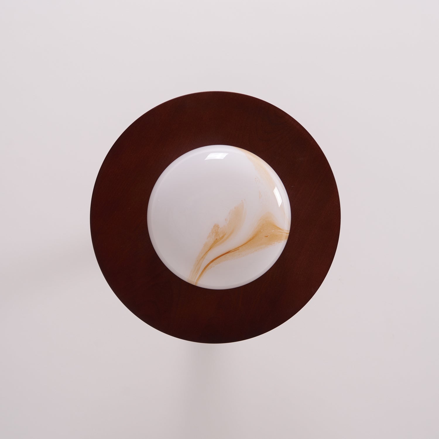 Metal and Wood Ceiling Lamp with Alabaster-Style Diffuser