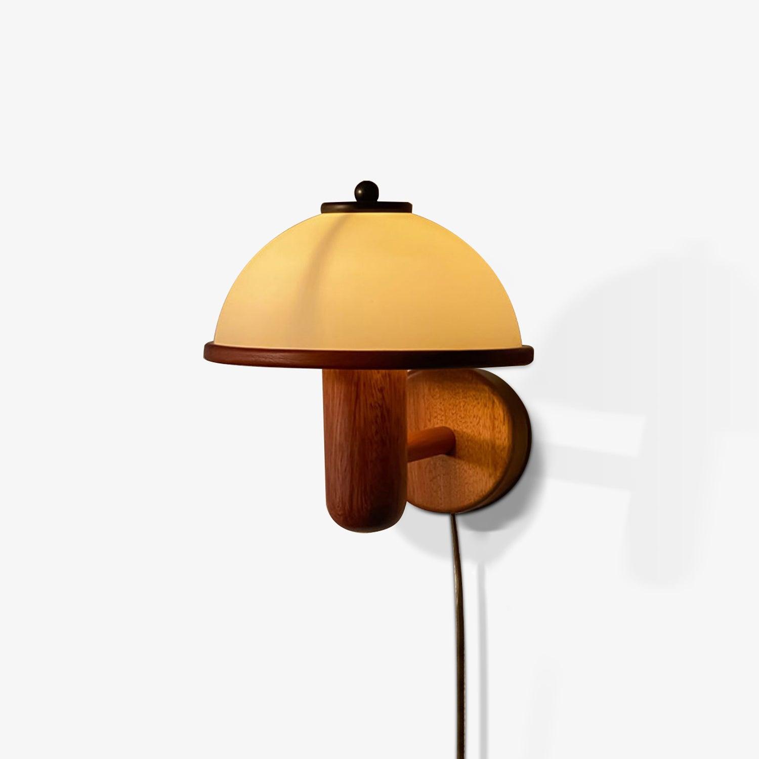 Wooden Wall Fixture with Mushroom Shape | Wall Sconce