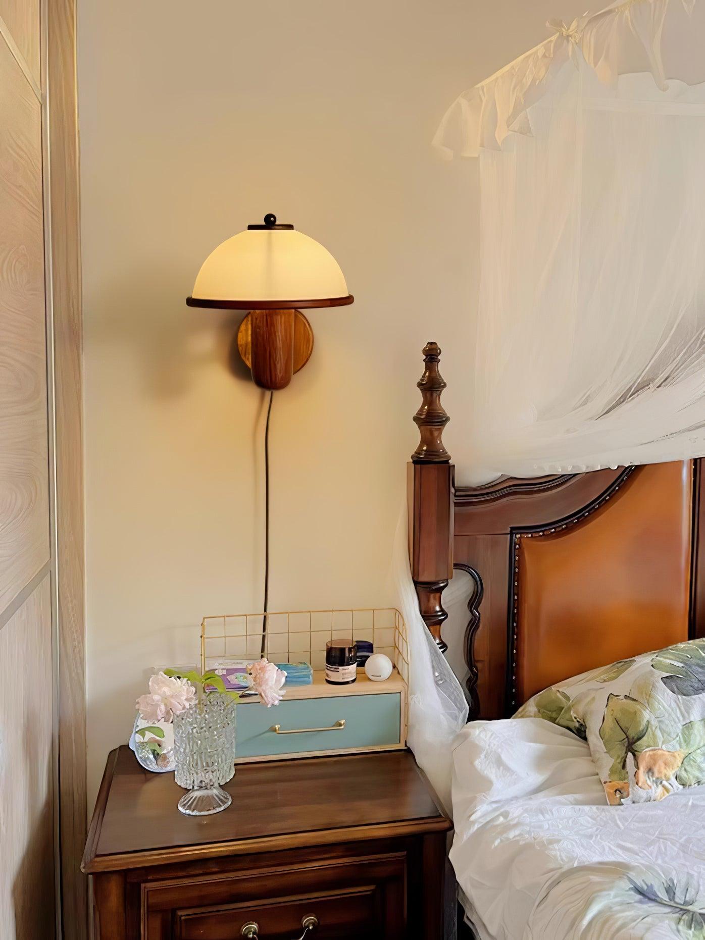 Wooden Wall Fixture with Mushroom Shape | Wall Sconce