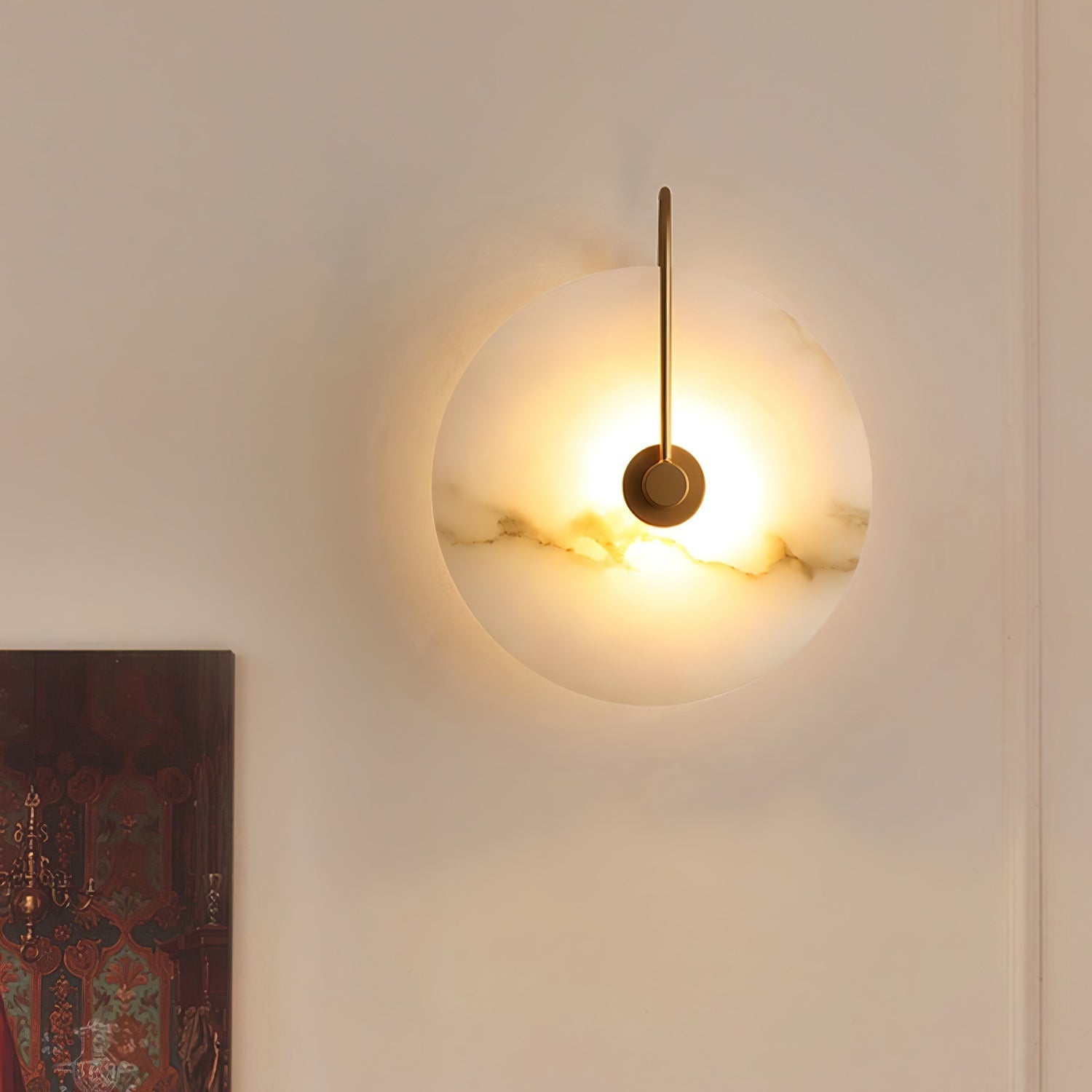 Round Alabaster LED Wall Light – Modern Circular Fixture