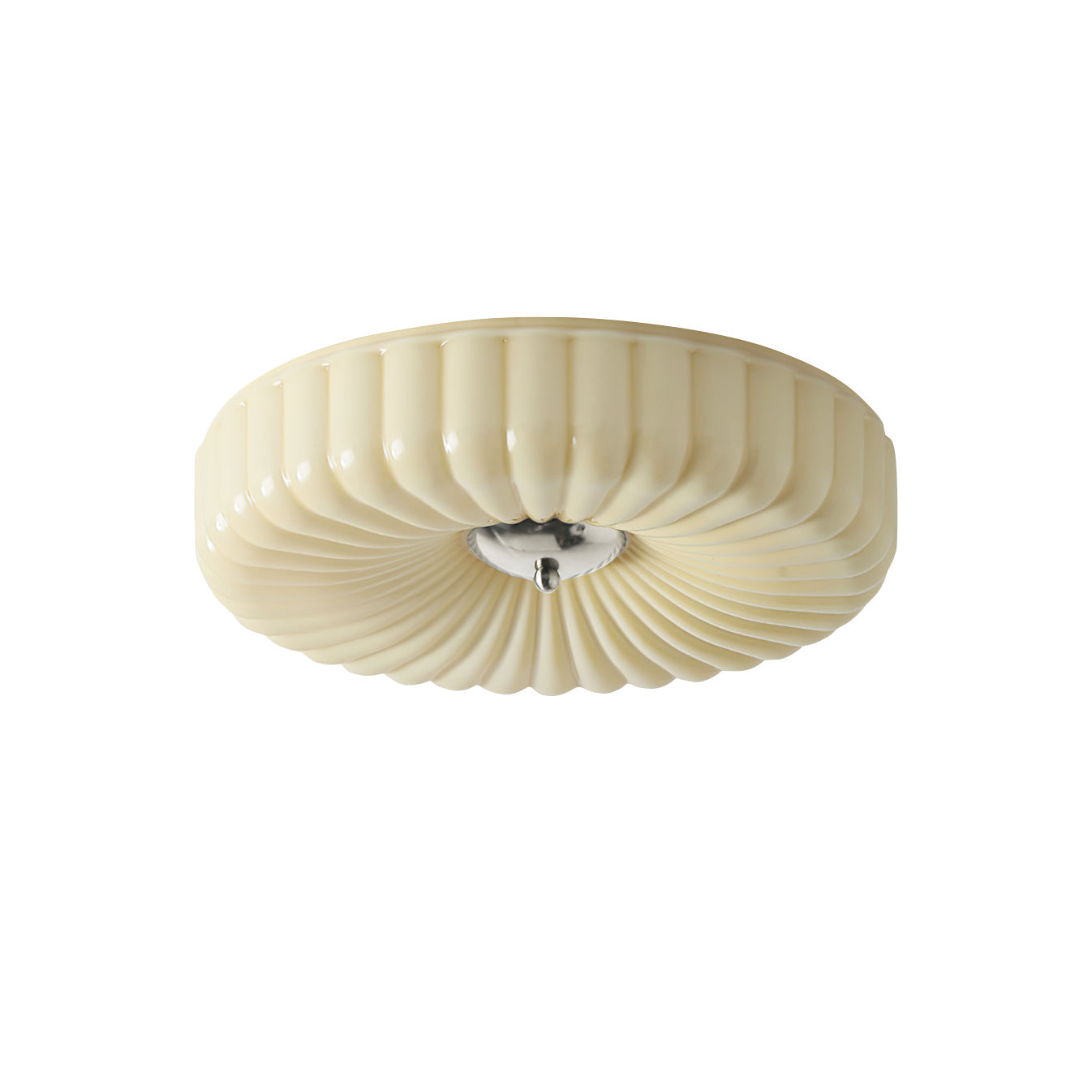 Wave-Shaped Glass Shade Ceiling Light - Chrome Accents Fixture