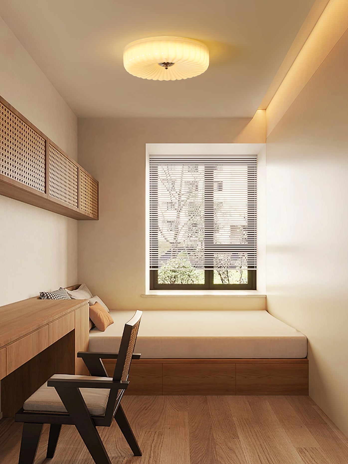 Wave-Shaped Glass Shade Ceiling Light - Chrome Accents Fixture