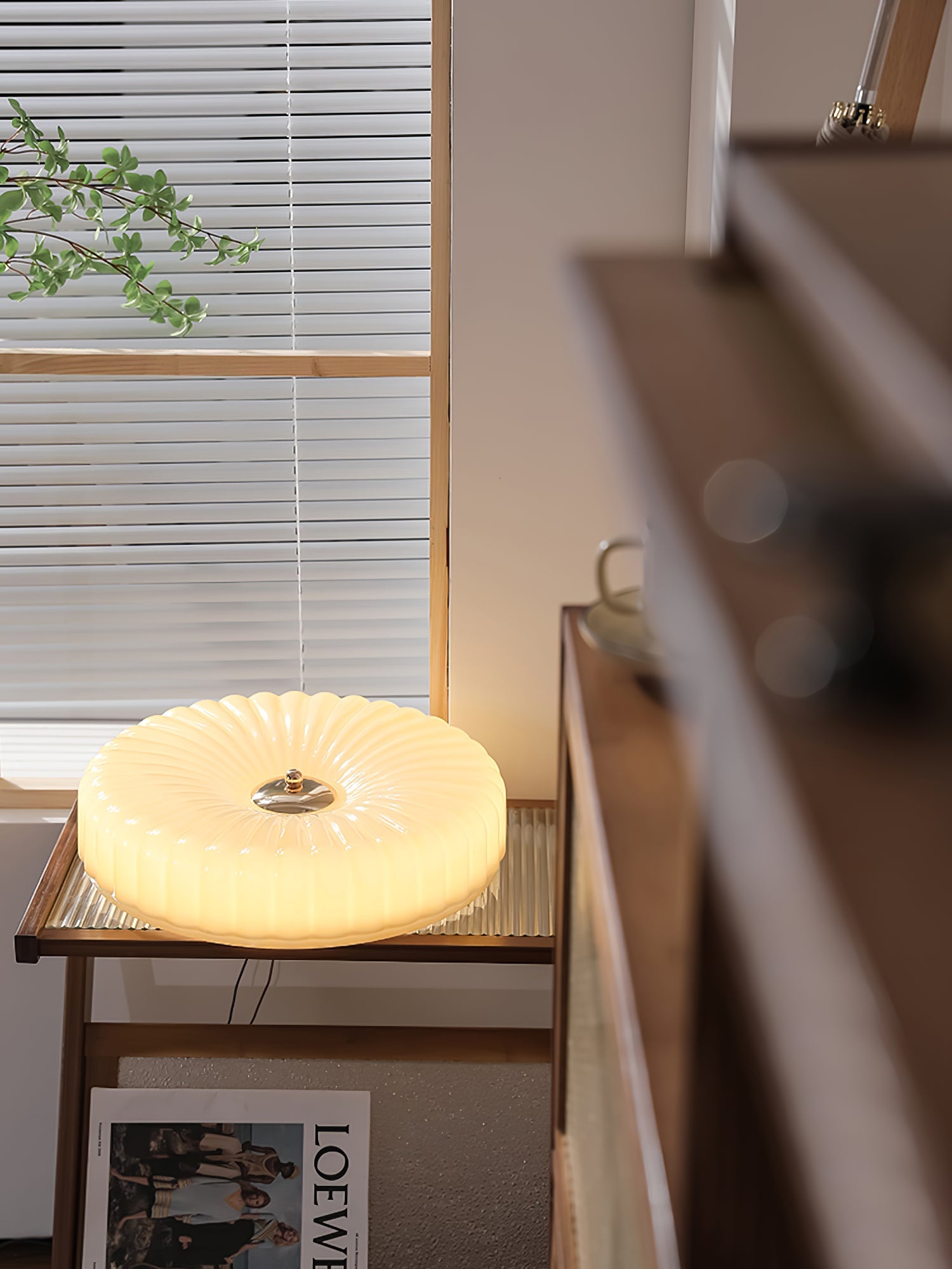 Wave-Shaped Glass Shade Ceiling Light - Chrome Accents Fixture