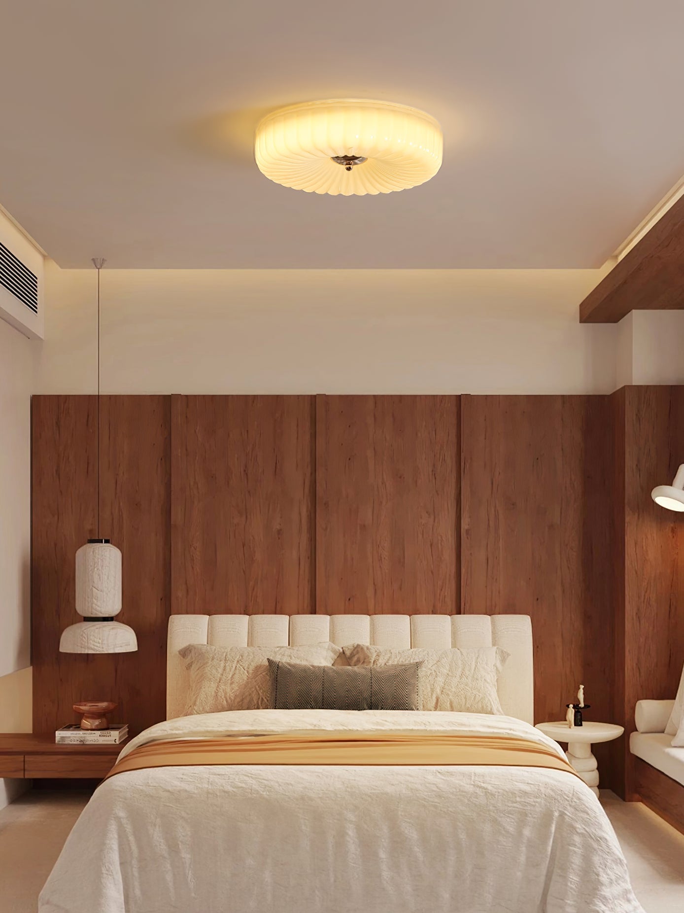 Wave-Shaped Glass Shade Ceiling Light - Chrome Accents Fixture