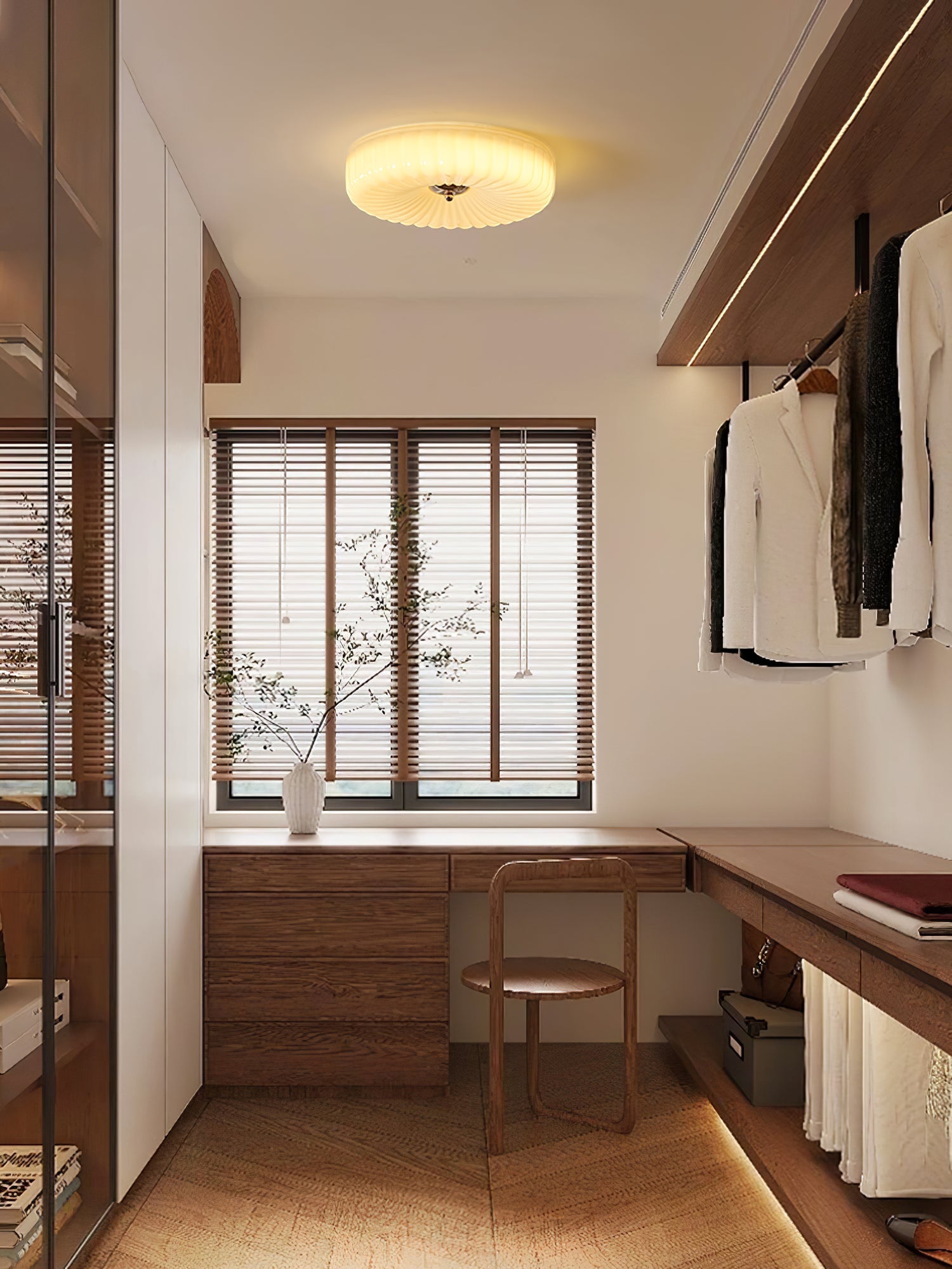 Wave-Shaped Glass Shade Ceiling Light - Chrome Accents Fixture