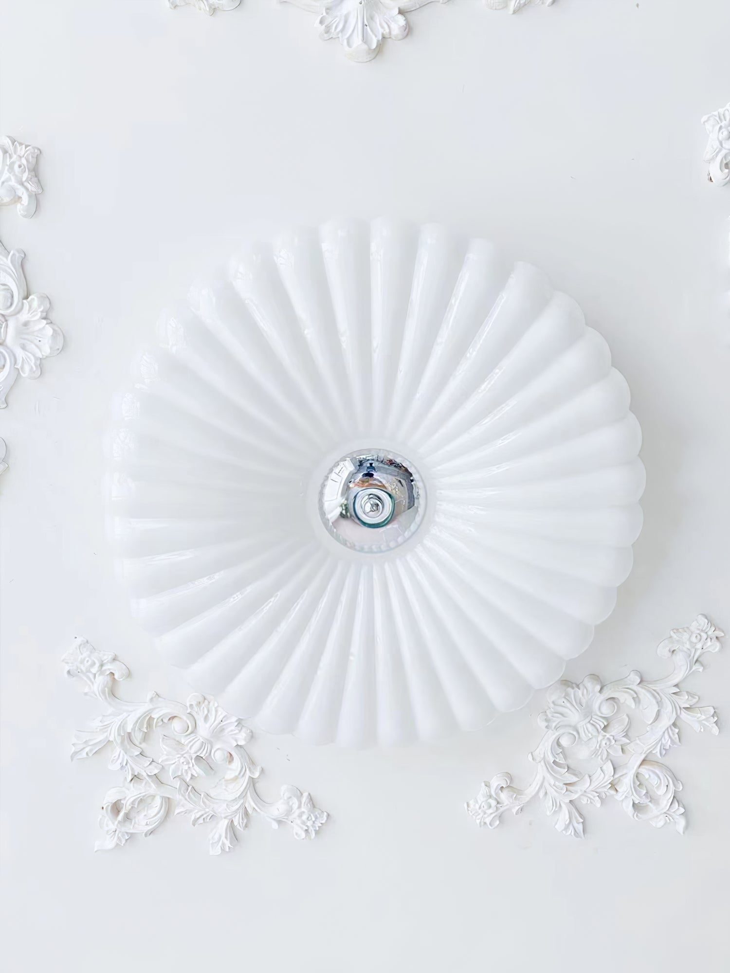 Wave-Shaped Glass Shade Ceiling Light - Chrome Accents Fixture