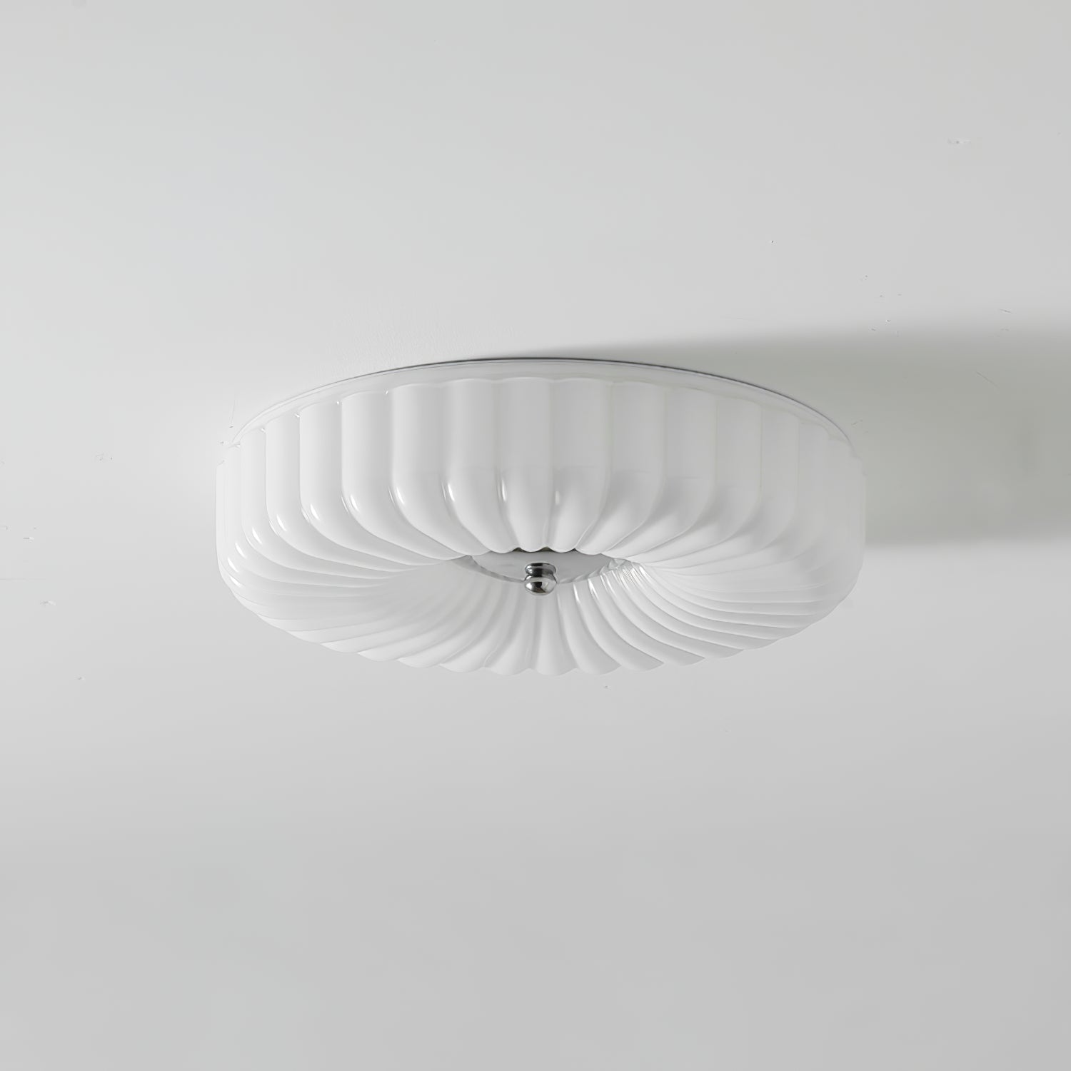 Wave-Shaped Glass Shade Ceiling Light - Chrome Accents Fixture