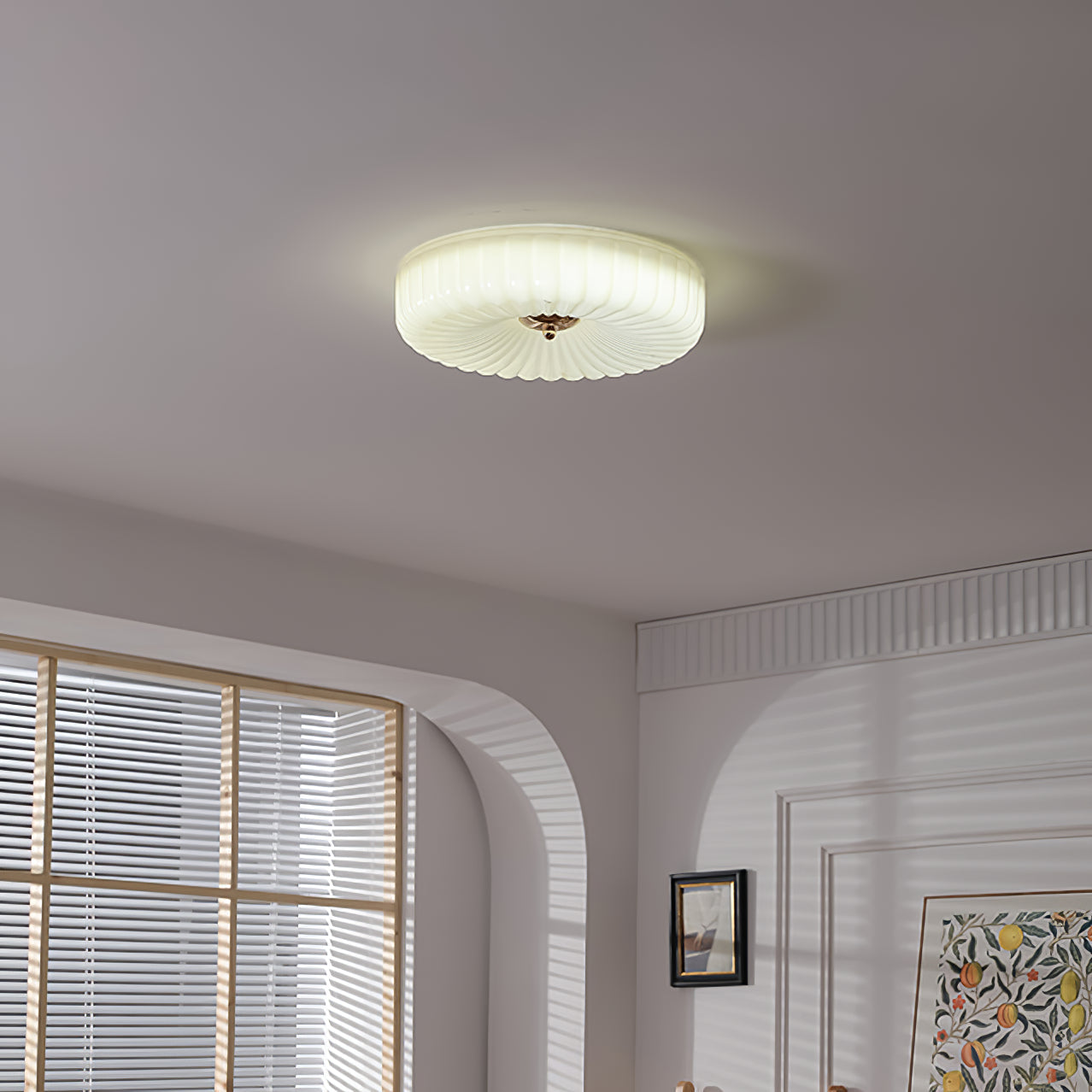 Wave-Shaped Glass Shade Ceiling Light - Chrome Accents Fixture