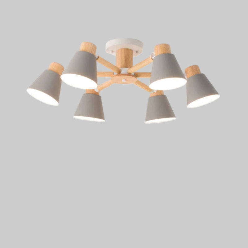 Nordic Solid Wood Chandelier | Modern E27 Bulb Ceiling Lamp