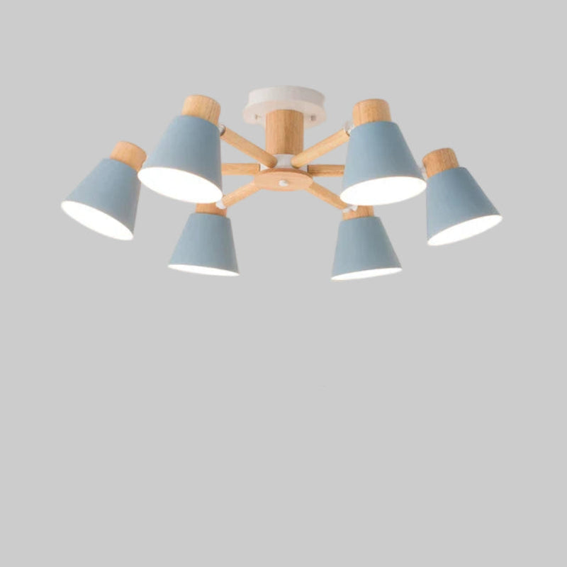 Nordic Solid Wood Chandelier | Modern E27 Bulb Ceiling Lamp