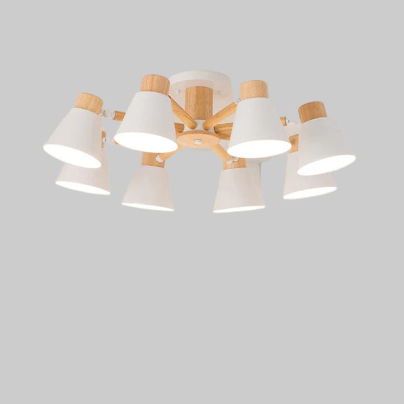 Nordic Solid Wood Chandelier | Modern E27 Bulb Ceiling Lamp