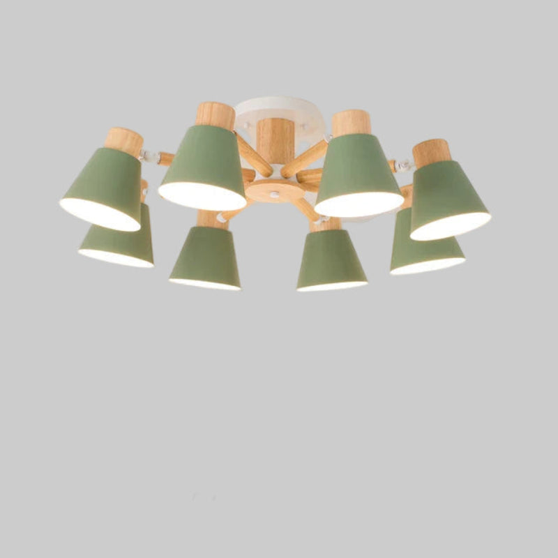 Nordic Solid Wood Chandelier | Modern E27 Bulb Ceiling Lamp