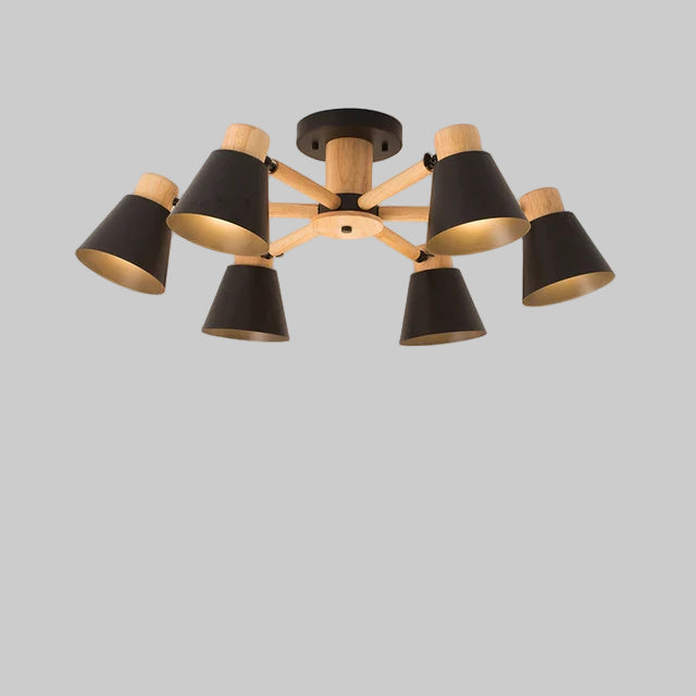 Nordic Solid Wood Chandelier | Modern E27 Bulb Ceiling Lamp