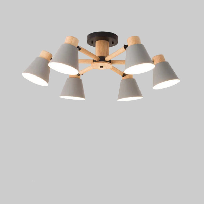Nordic Solid Wood Chandelier | Modern E27 Bulb Ceiling Lamp