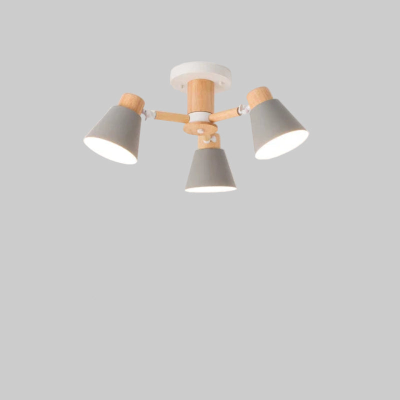 Nordic Solid Wood Chandelier | Modern E27 Bulb Ceiling Lamp