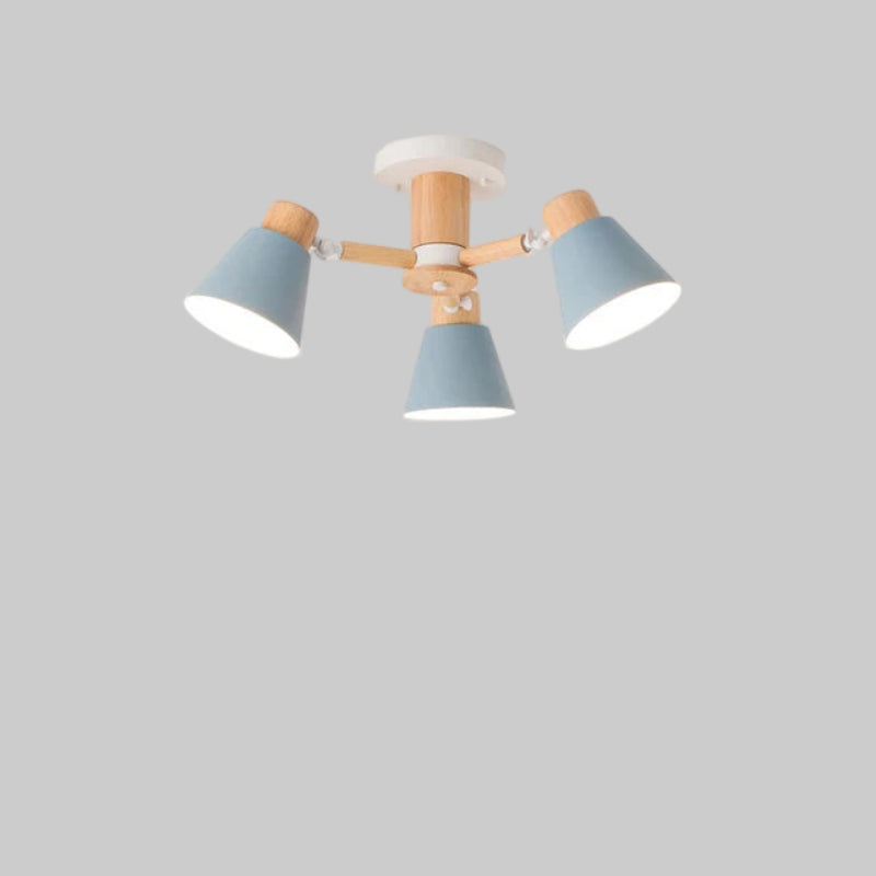 Nordic Solid Wood Chandelier | Modern E27 Bulb Ceiling Lamp