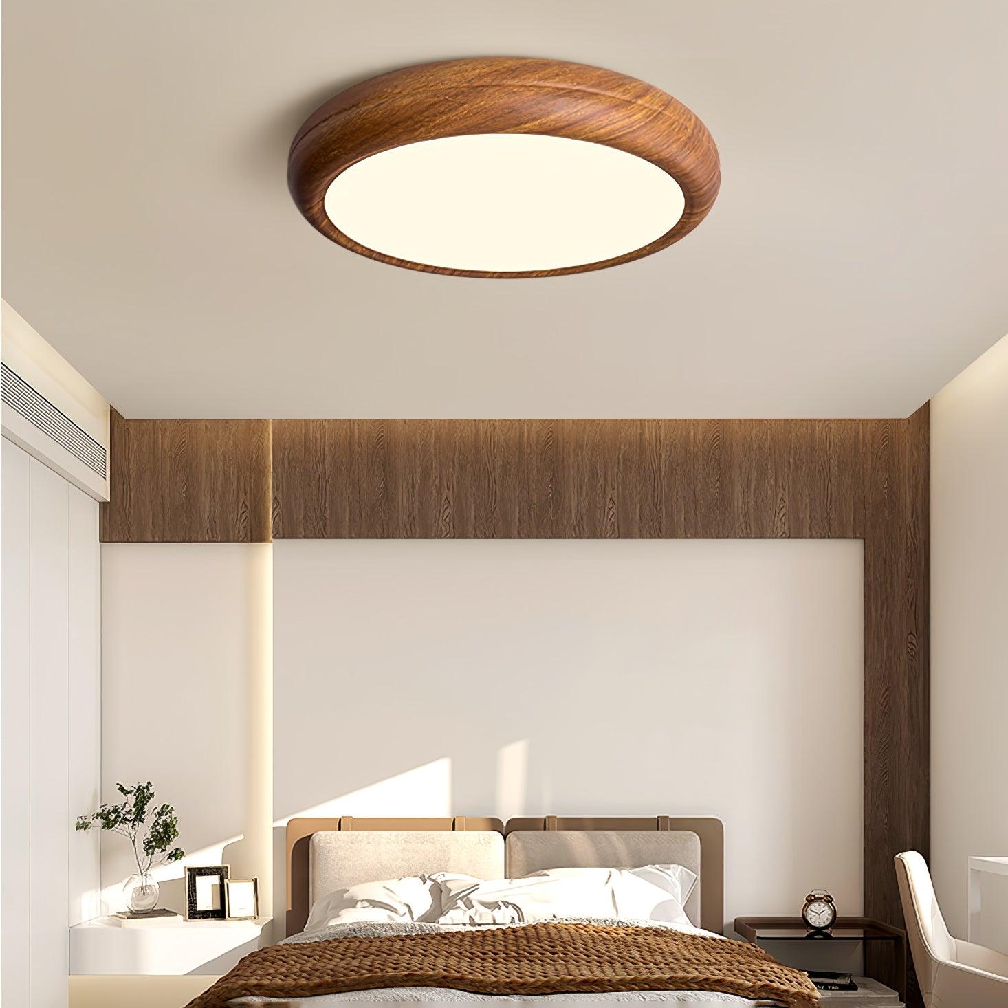 Mid-Century Round Ceiling Light | Wood Design Ceiling Lamp