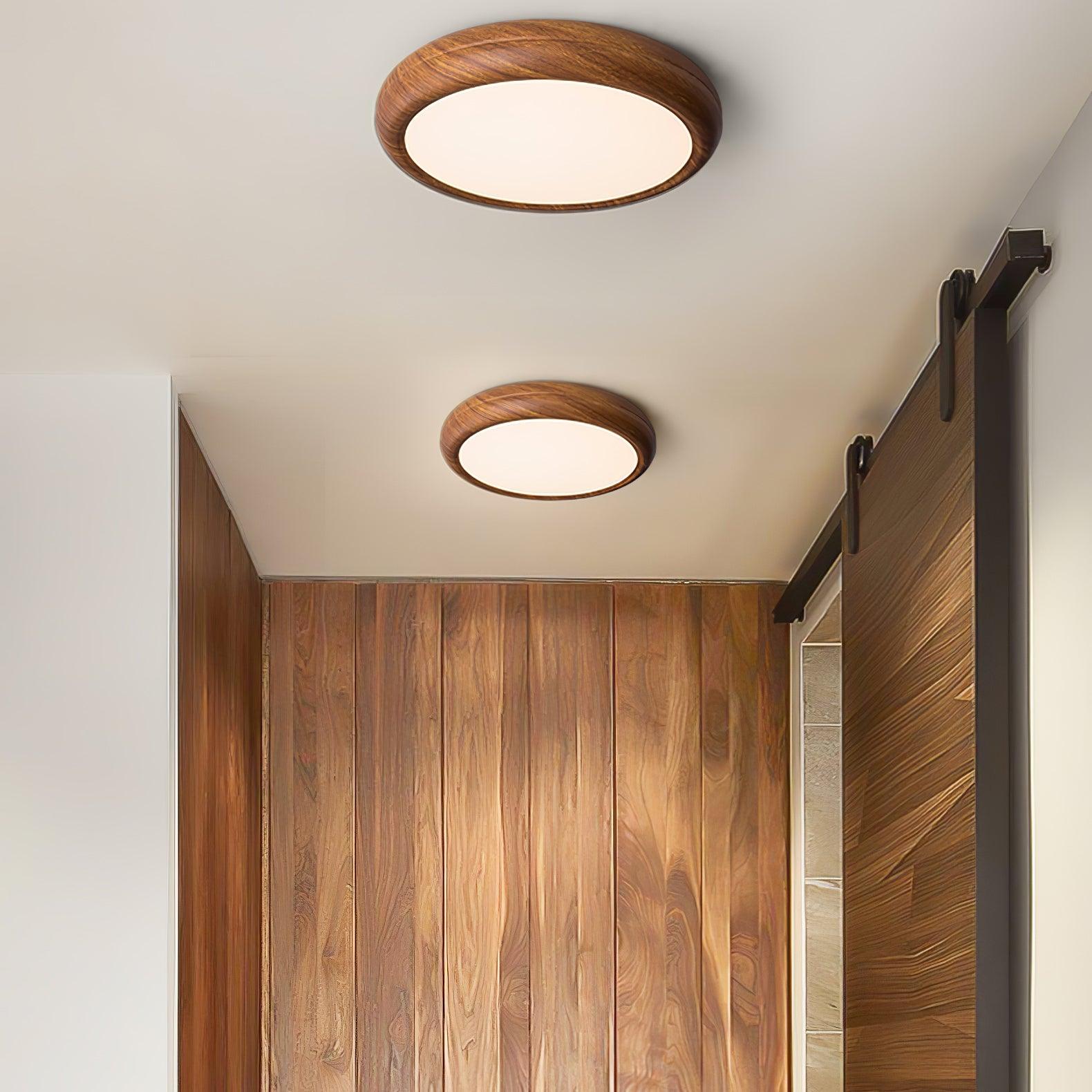 Mid-Century Round Ceiling Light | Wood Design Ceiling Lamp