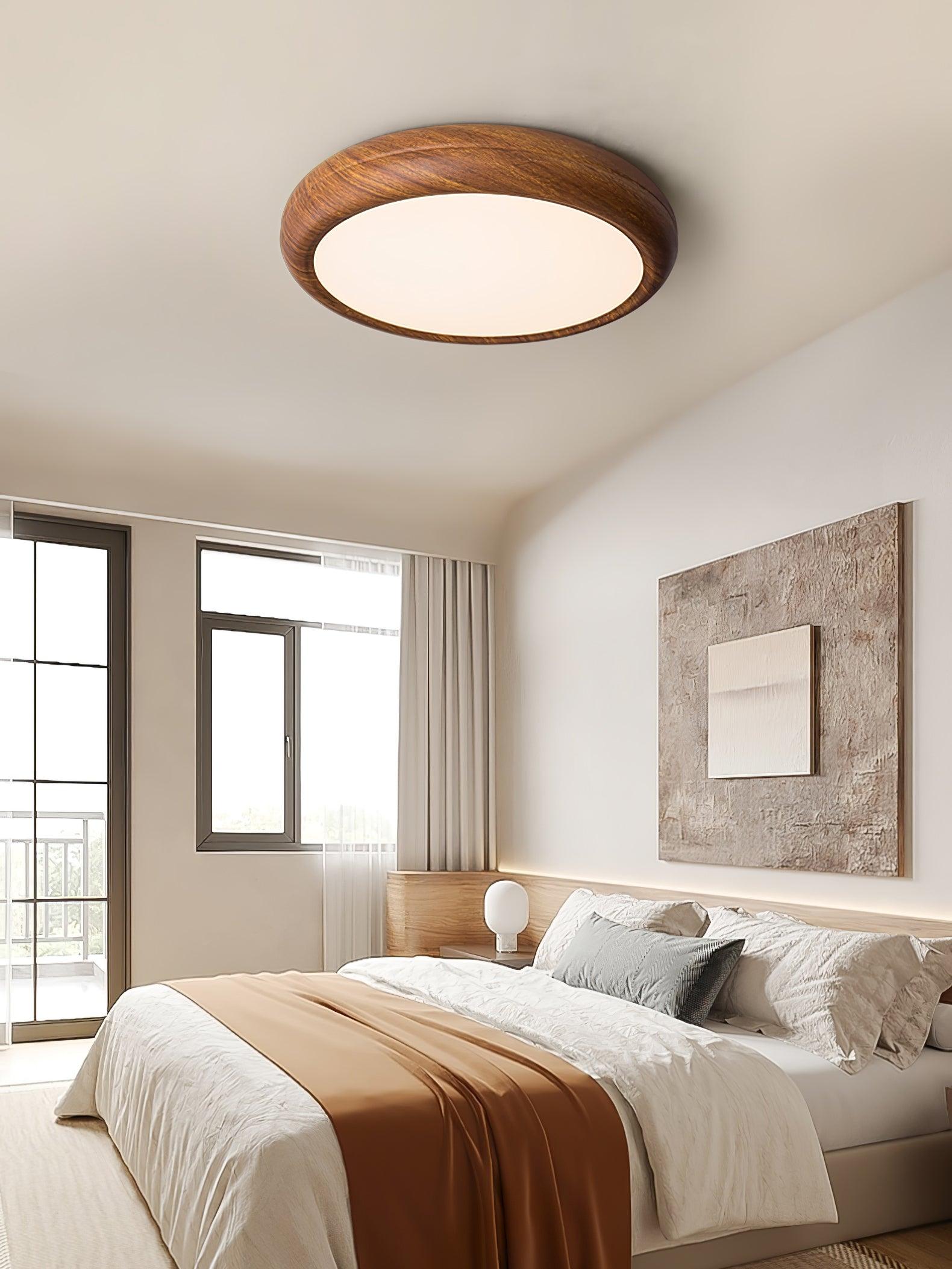Mid-Century Round Ceiling Light | Wood Design Ceiling Lamp