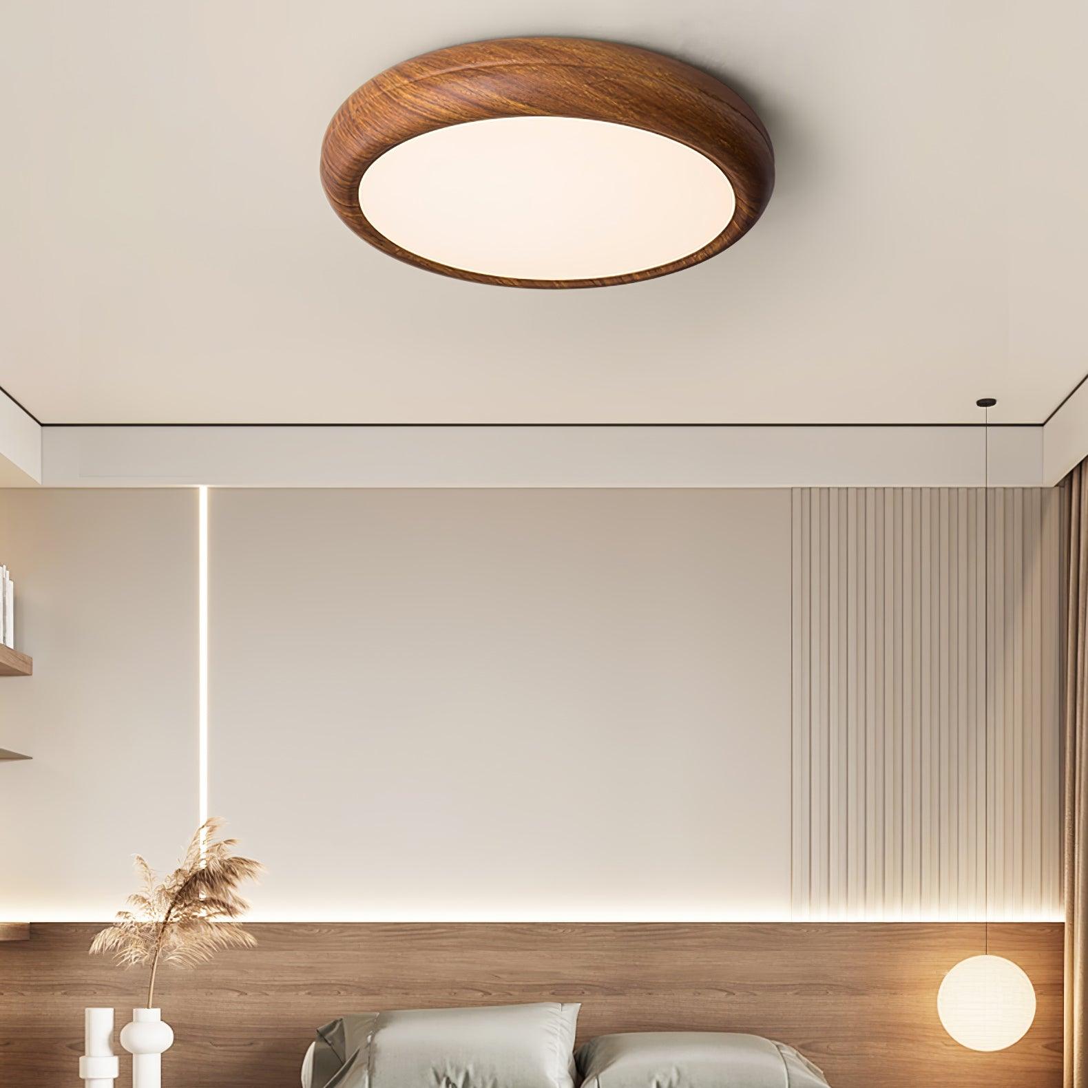 Mid-Century Round Ceiling Light | Wood Design Ceiling Lamp