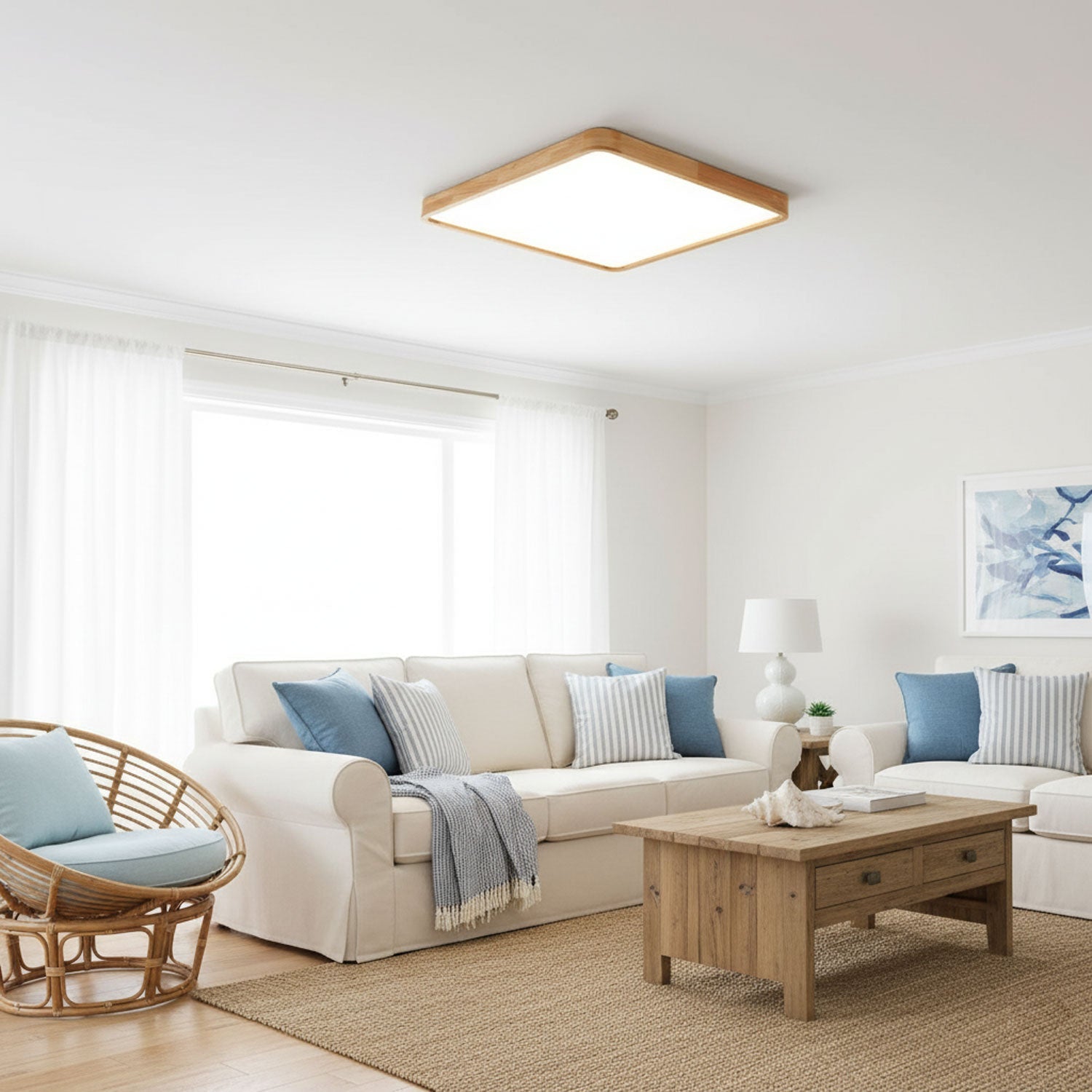 Scandinavian Wooden Ceiling Lamp - Geometric Design Home Lighting