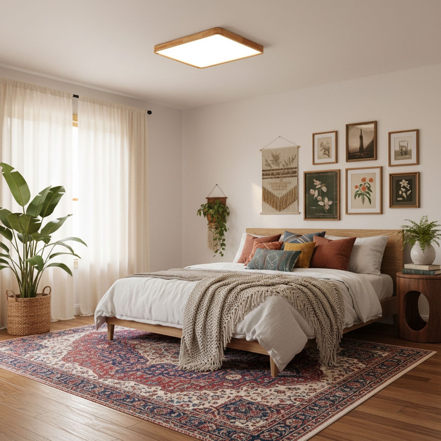 Scandinavian Wooden Ceiling Lamp - Geometric Design Home Lighting