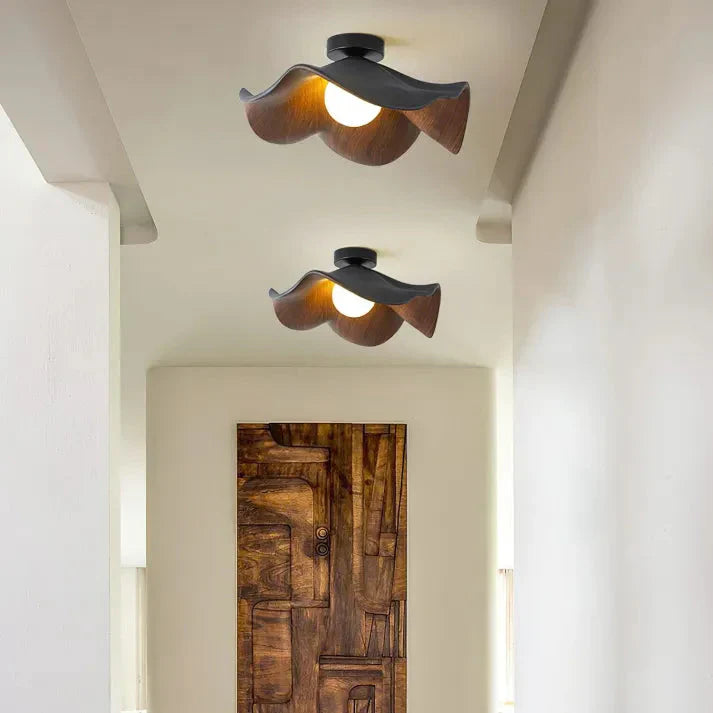 Nordic Lotus Design Ceiling Light | Wooden Resin LED Fixture
