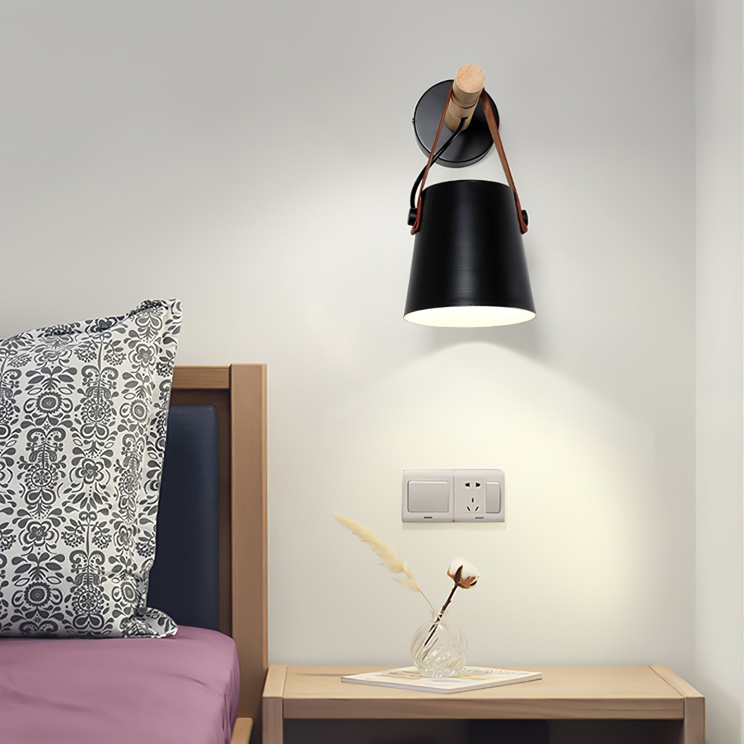 Wooden Cone Wall Sconce | Natural Wood Finish | Bedroom & Living Room