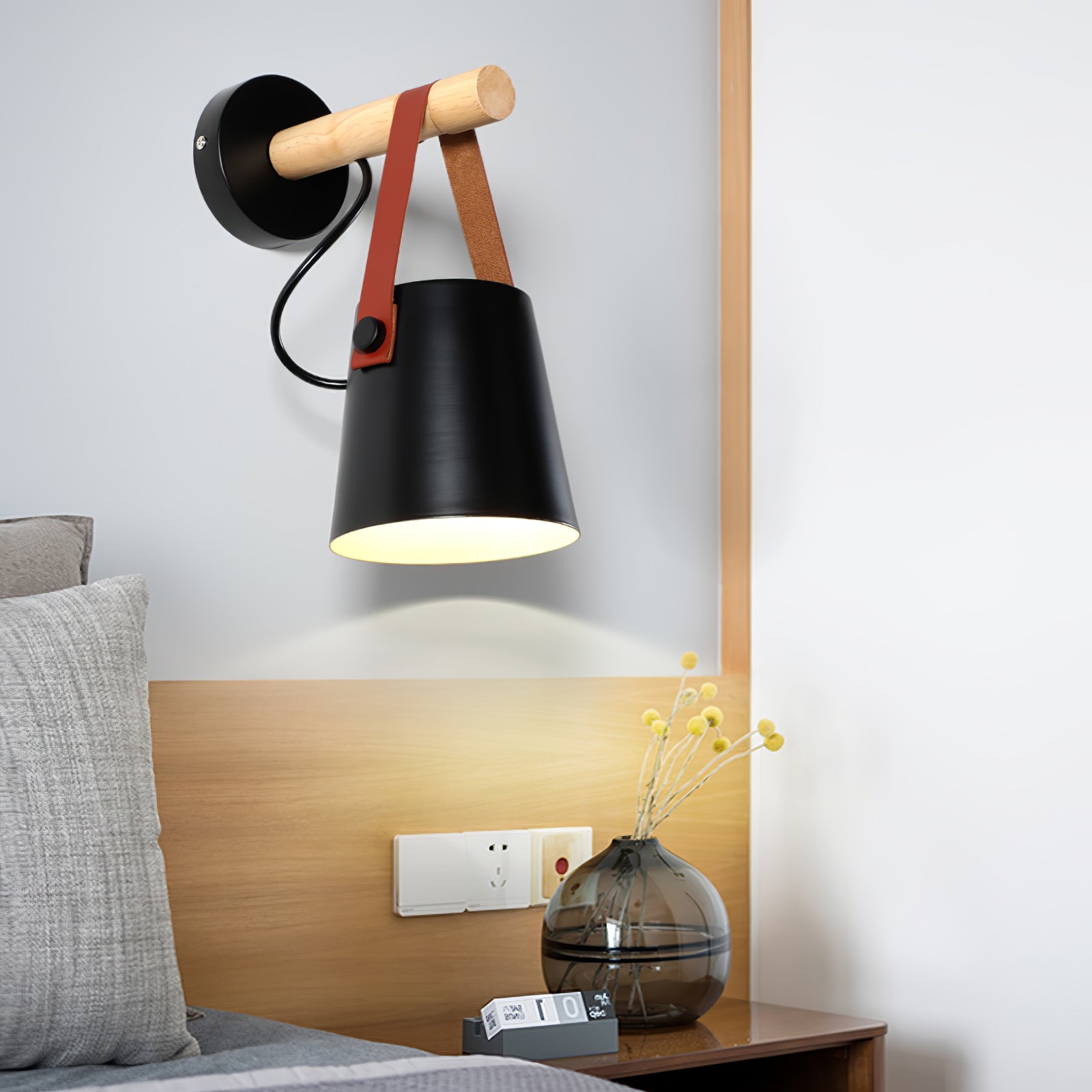 Wooden Cone Wall Sconce | Natural Wood Finish | Bedroom & Living Room