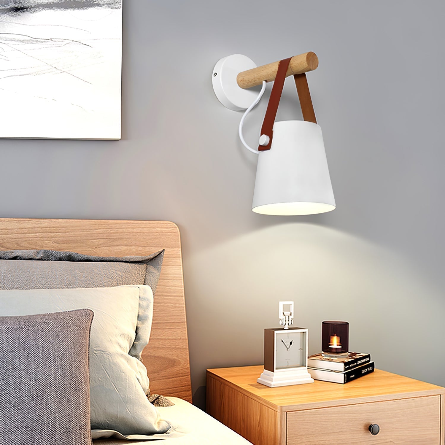 Wooden Cone Wall Sconce | Natural Wood Finish | Bedroom & Living Room