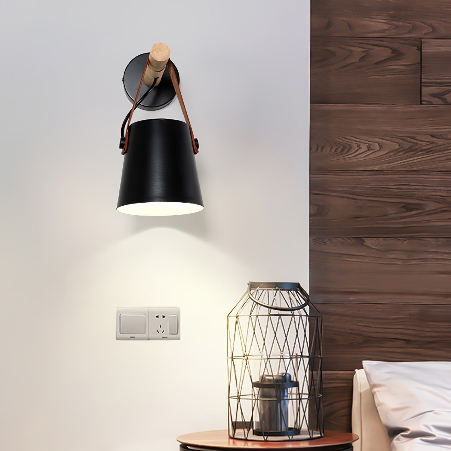 Wooden Cone Wall Sconce | Natural Wood Finish | Bedroom & Living Room