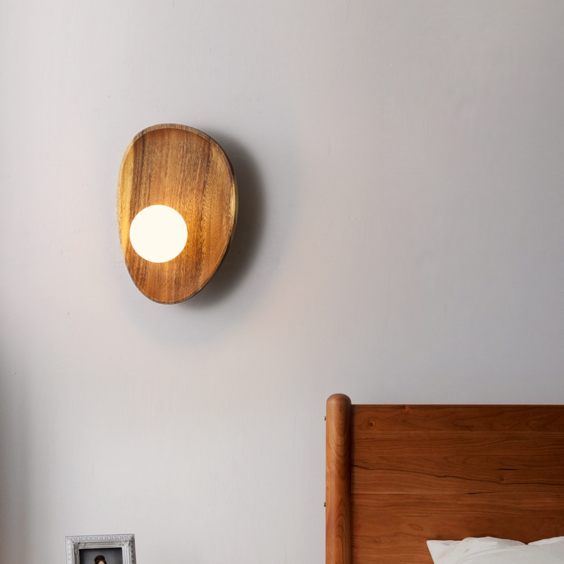Wall Sconce in Solid Wood Base | Wall Mounted Lamp