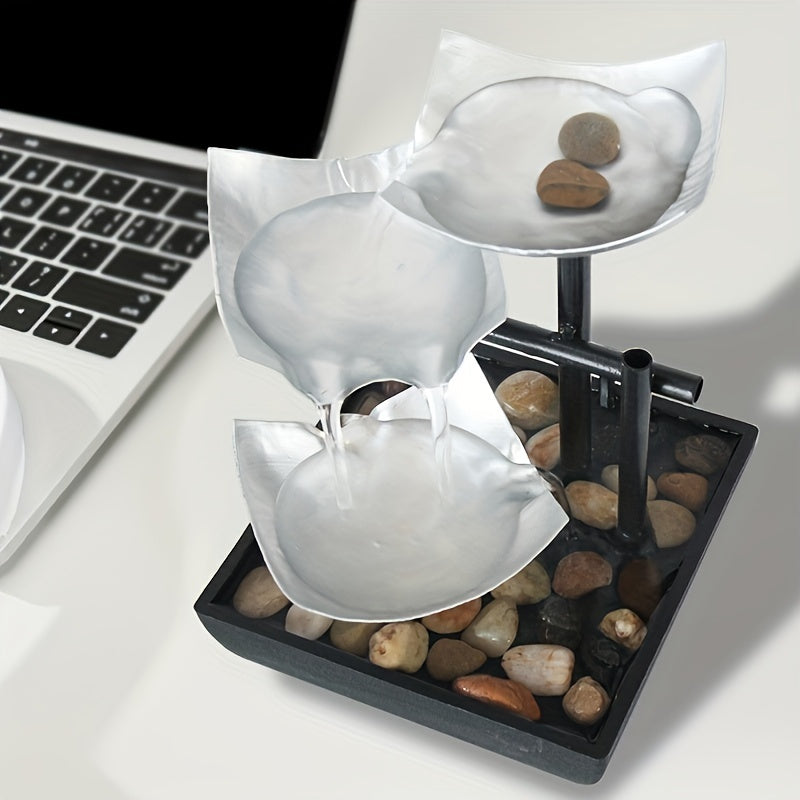 Illuminated Leaf Fountain – Modern Indoor Tabletop