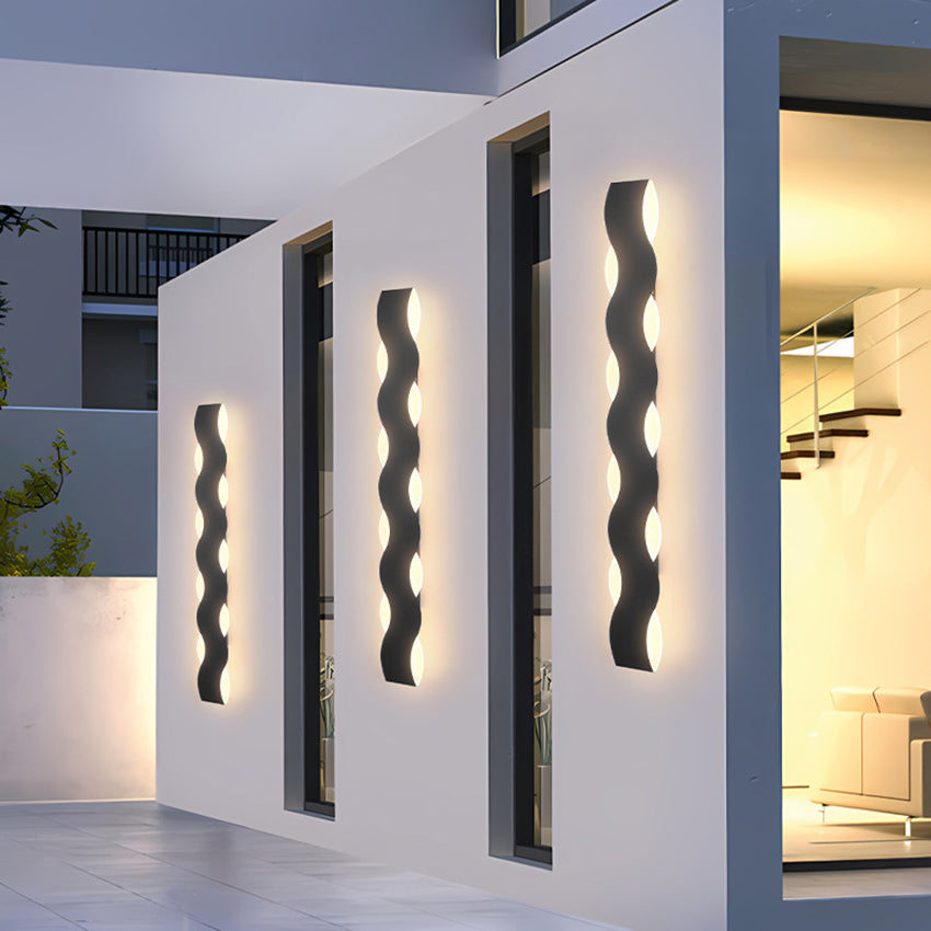 Wave-Patterned Outdoor Wall Light | Wall Mounted Fixture