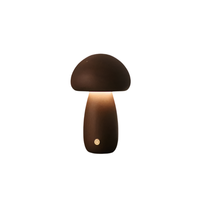 Rustic Wooden Mushroom Table Lamp