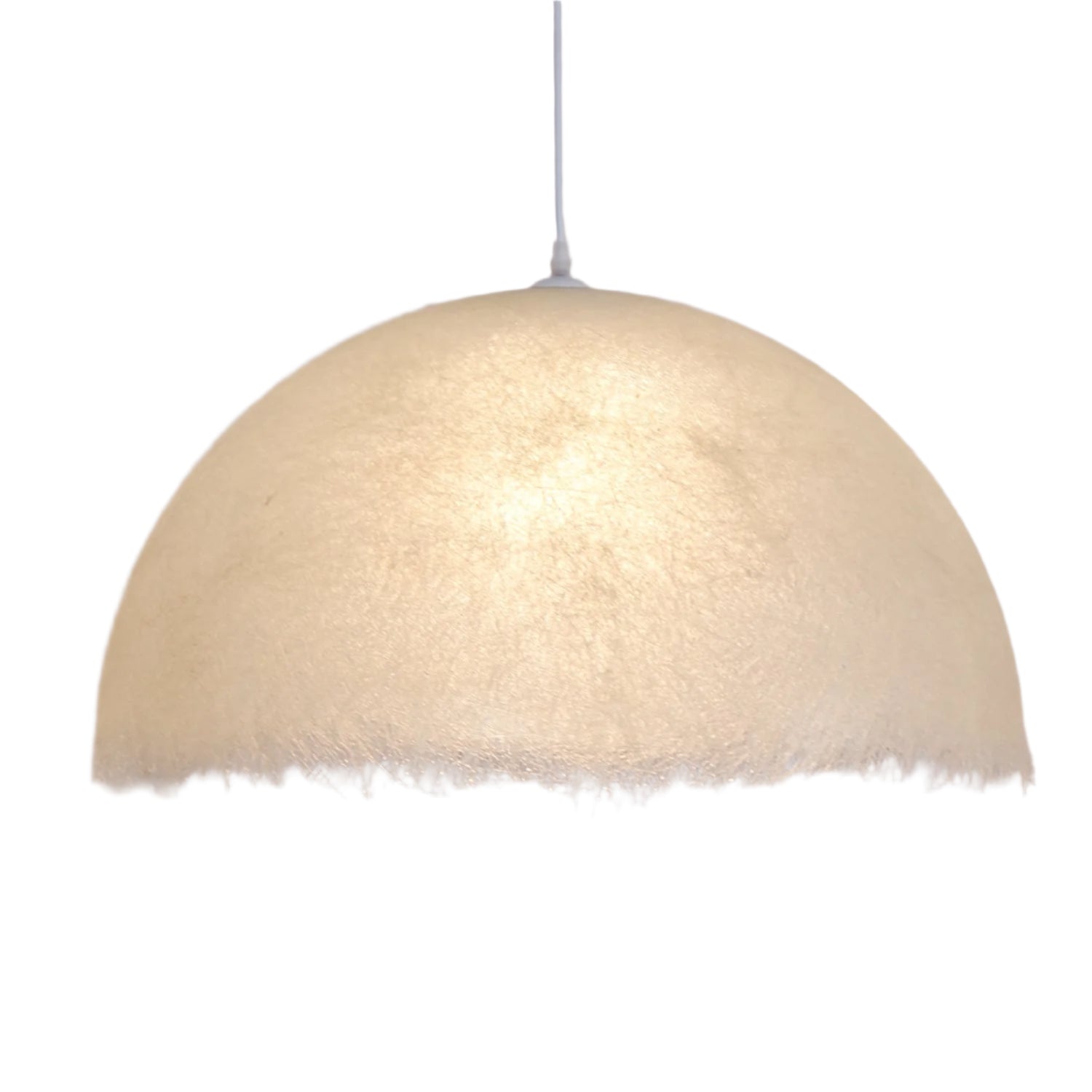 White Dome-Shape Feather Pendant Light