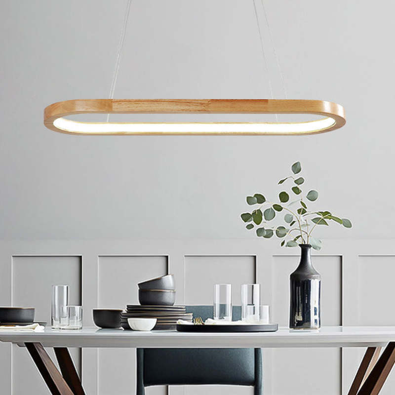 Dimmable Wood & Acrylic Pendant Light – Adjustable Color Temperature