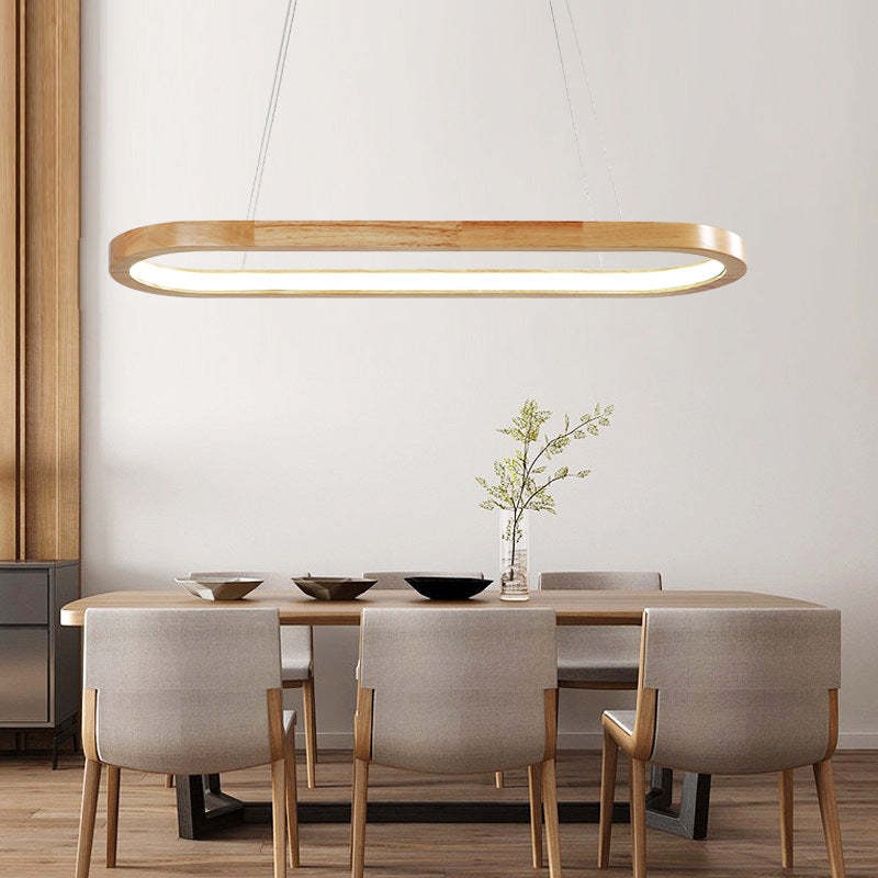 Dimmable Wood & Acrylic Pendant Light – Adjustable Color Temperature