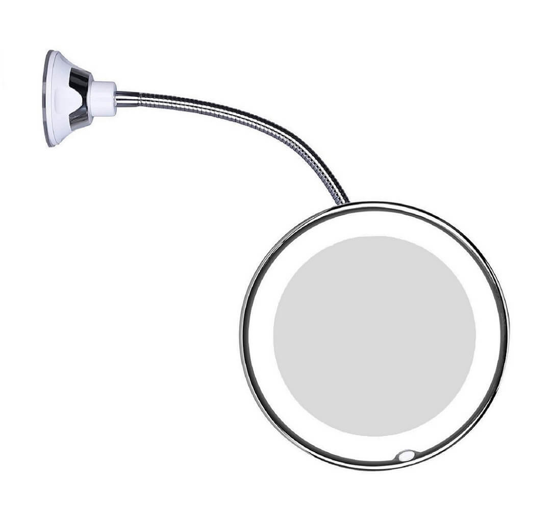 Makeup Mirror with Flexible Arm & Magnifier | Wall Mounted LED Light