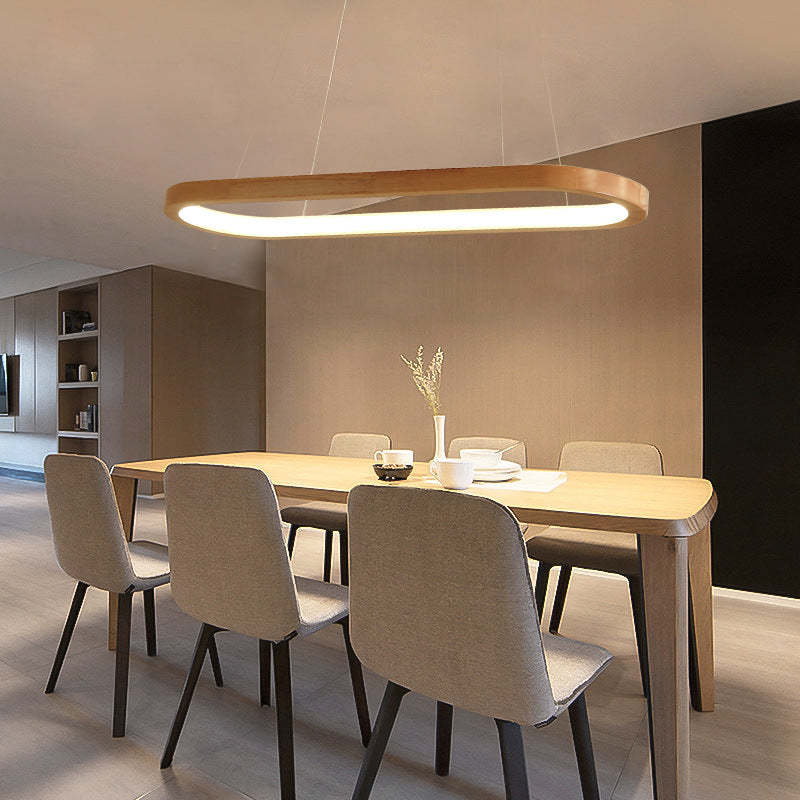 Dimmable Wood & Acrylic Pendant Light – Adjustable Color Temperature